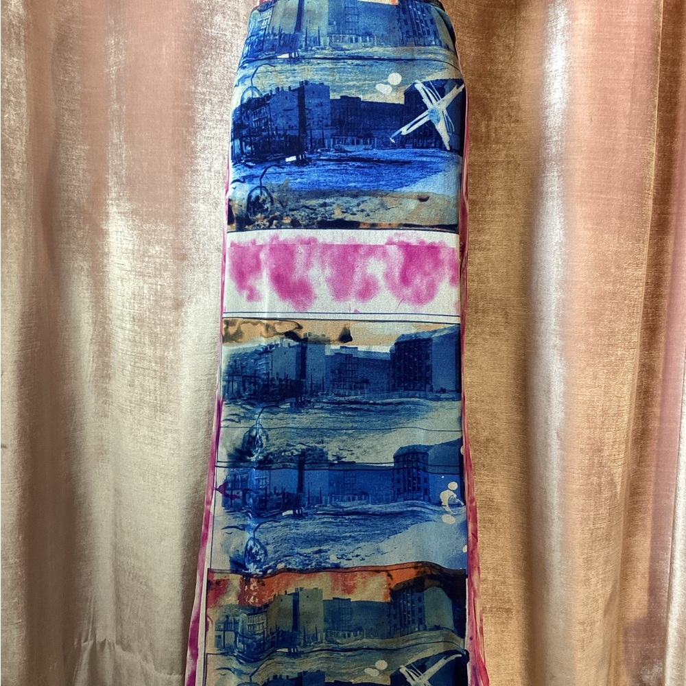 Vintage Y2K 90s Jean Paul Gaultier Soliel industrial warehouse photo print skirt